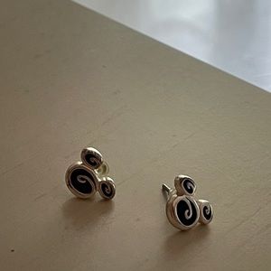 Navy blue silver Disney earrings